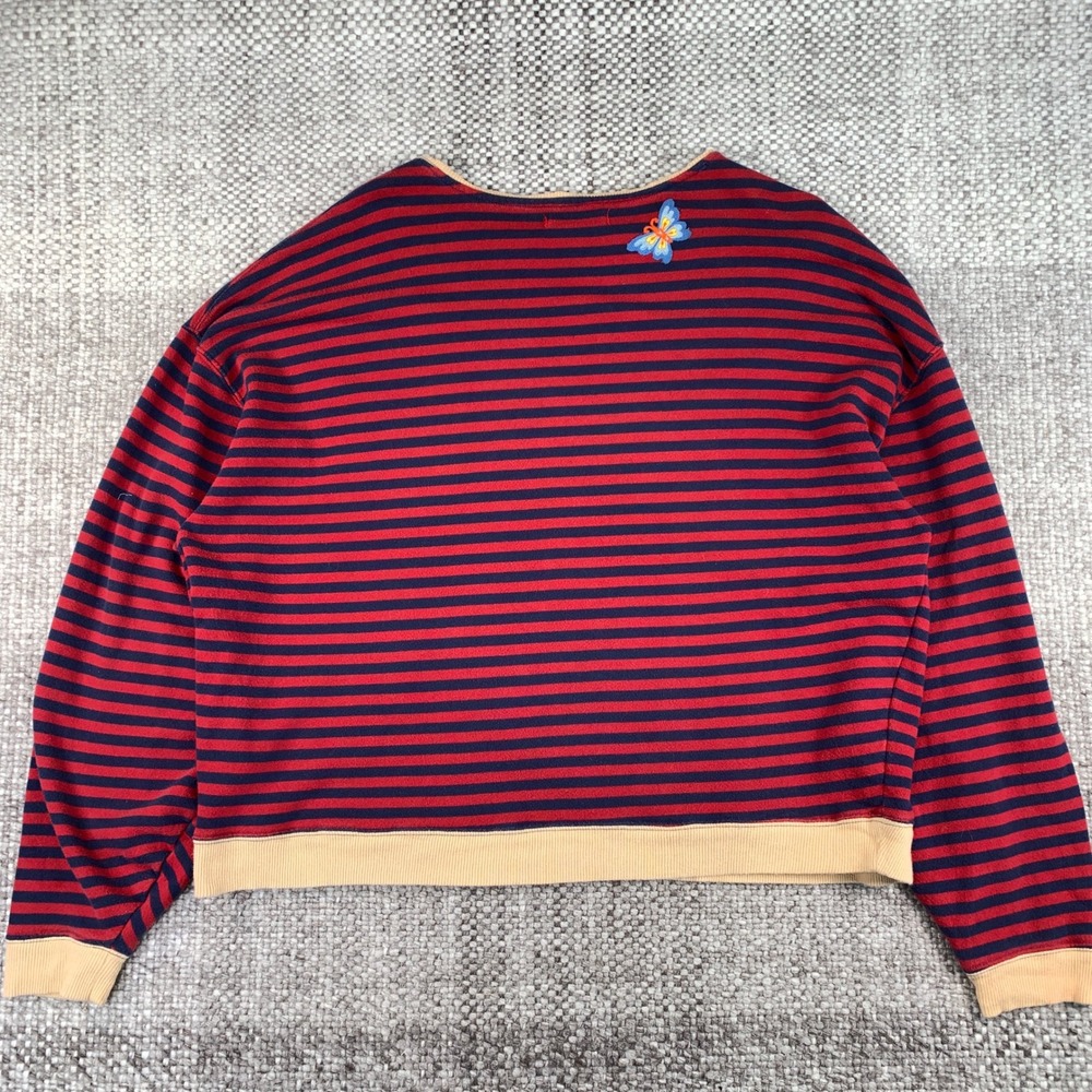 We The Free Free People Striped Butterfly Sweatshirt Red Navy Blue Small